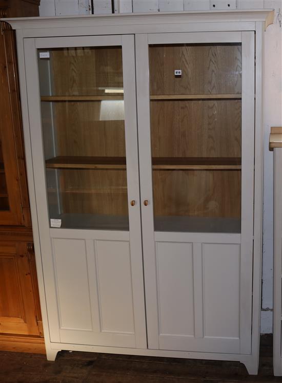 White painted two door part glazed bookcase